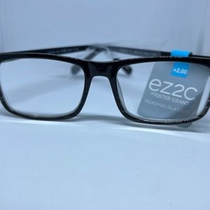 NWT Foster Grant EZ2C Men's Reading Glasses CLARK CHR Charcoal +2.00